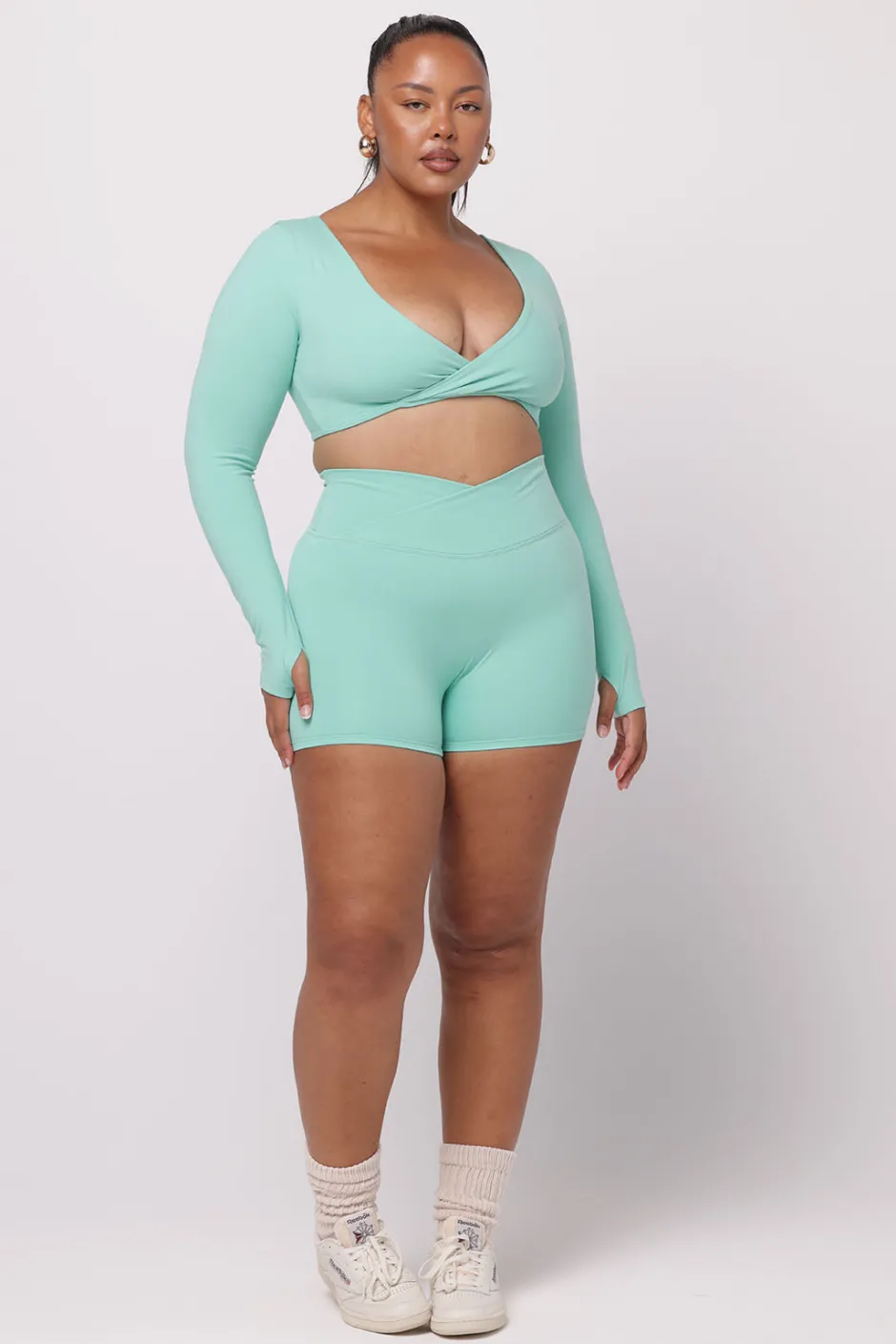 SASKI Tops | Aurora Long Sleeve Crop | Aquamarine