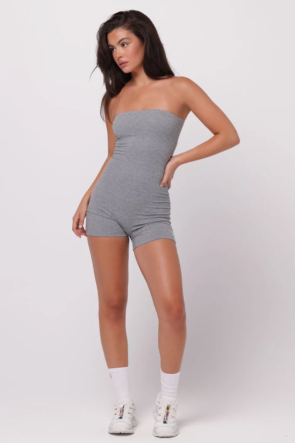 SASKI Bodysuits | Bandeau Bodysuit | Grey Marle GreyMarle