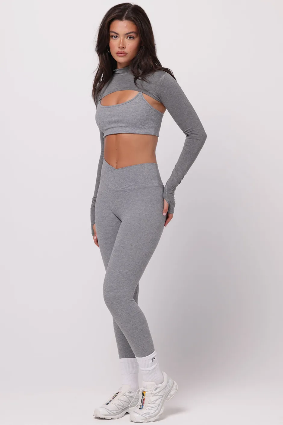 SASKI Boleros | Tops | High Neck Shrug | Grey Marle GreyMarle